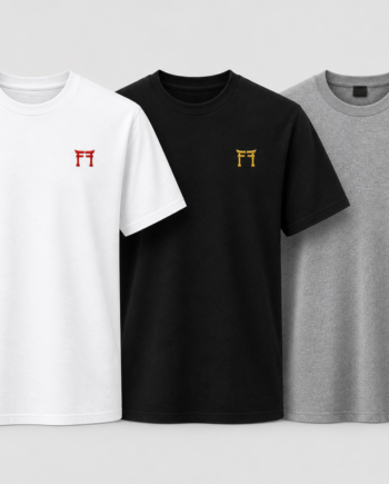 T-shirt Fighting Films blanc, noir et gris brodés