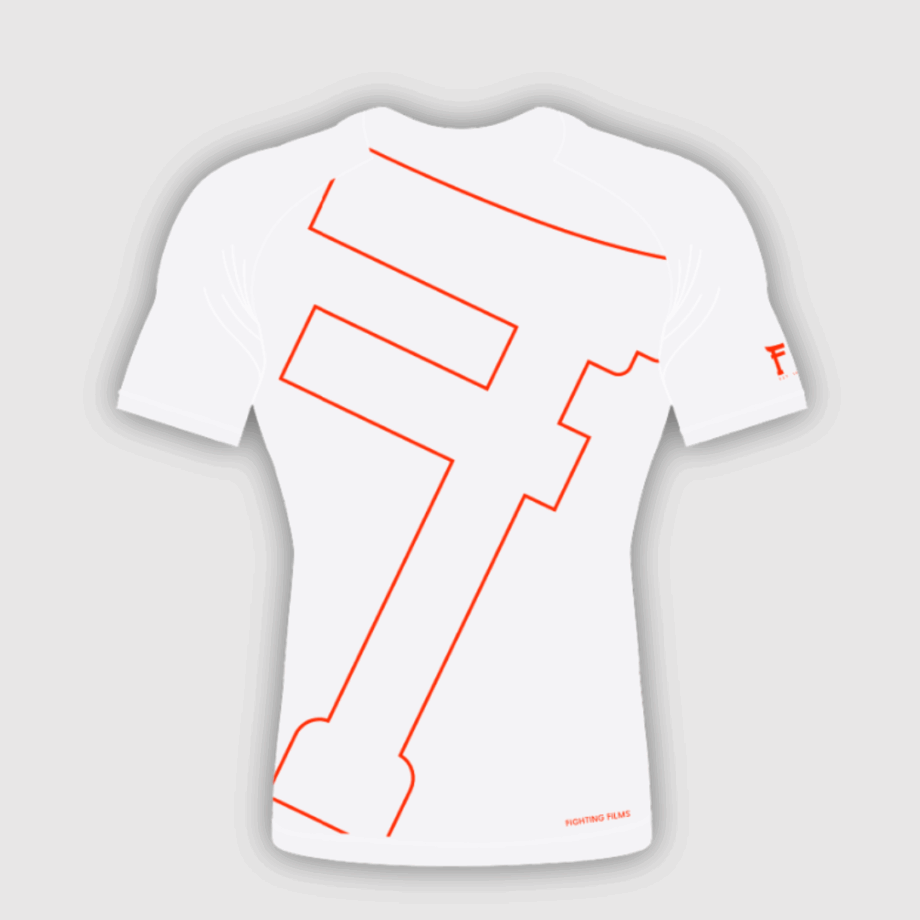 Rashguard blanc avec Grand F rouge dans le dos