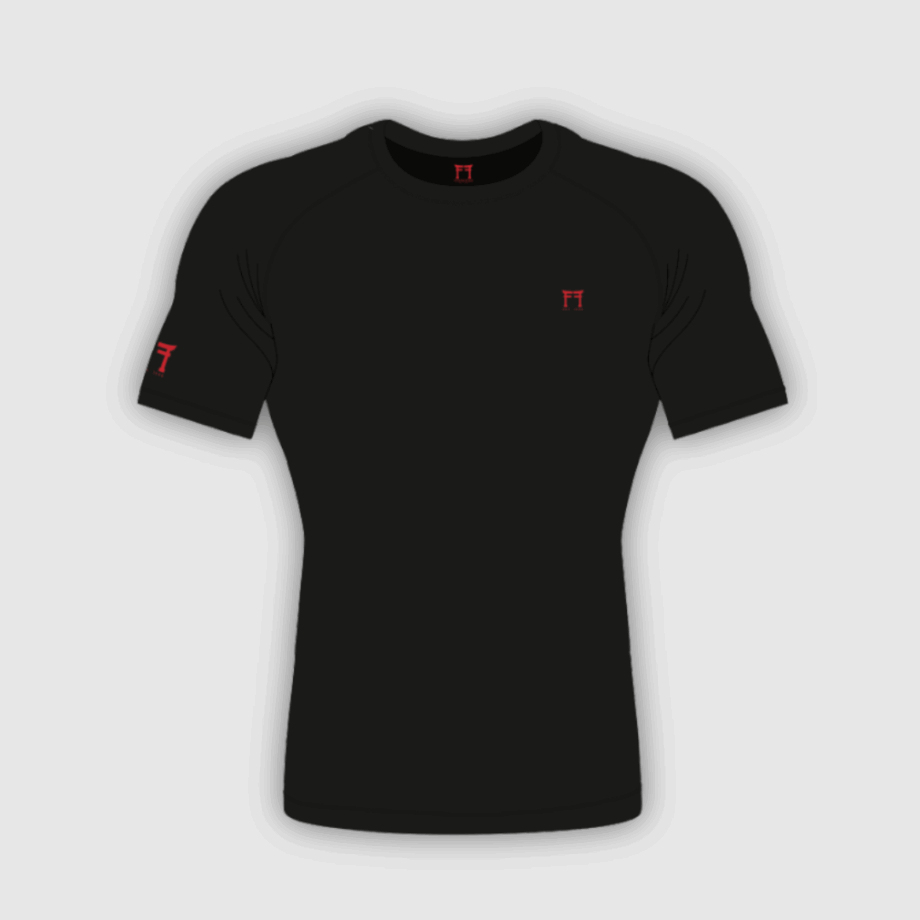rashguard noir manche courte logo Fighting Films coeur et bras