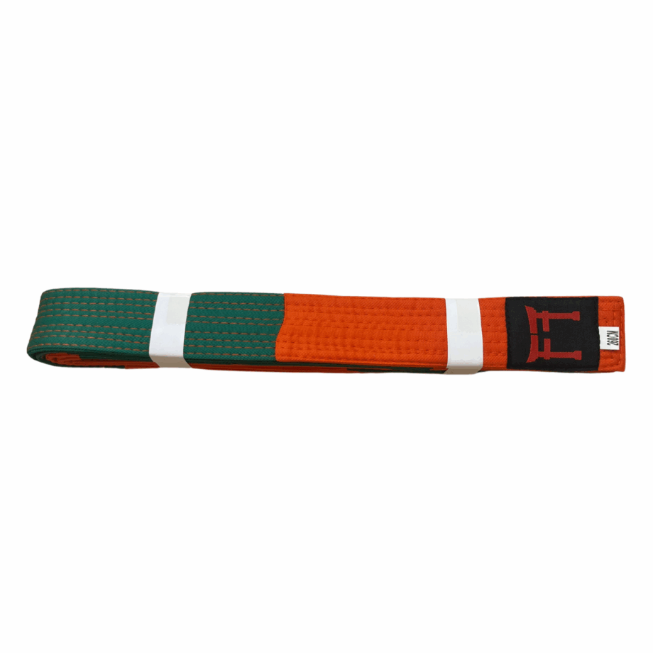 ceinture de judo orange-verte rigide