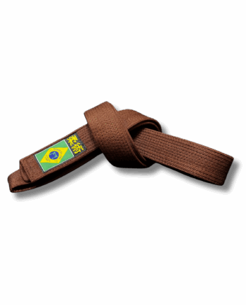 Ceinture marron de jjb en grain de riz, haute qualité, nouée avec un drapeau brésilien et jiu jitsu en japonais
