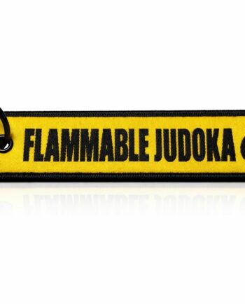 Porte-clés jaune avec écritures noire