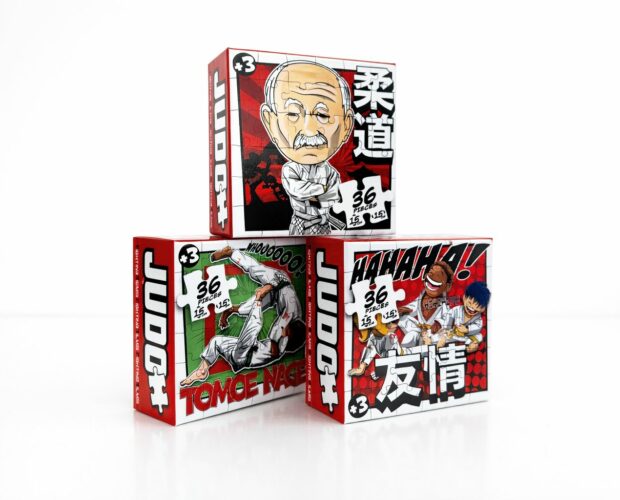 3 Fighting Films judo puzzles for kids , Jigoro Kano, Amitié and Tomoe Nage